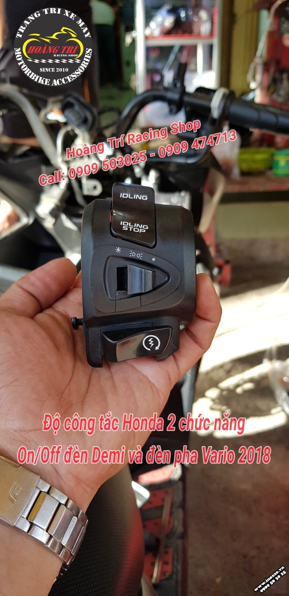 Độ công tắc Honda 2 chức năng On / Off đèn Demi và đèn pha Vario - Click Thái 2018